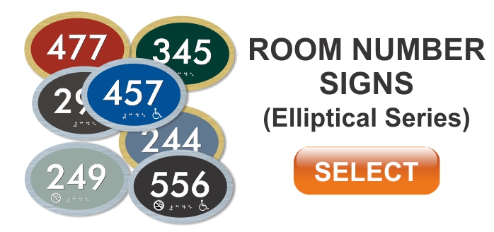 elliptical series ADA room number sign